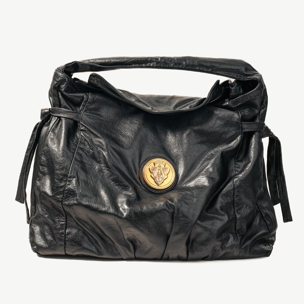 Gucci Medium Hysteria Black Leather Hobo Bag